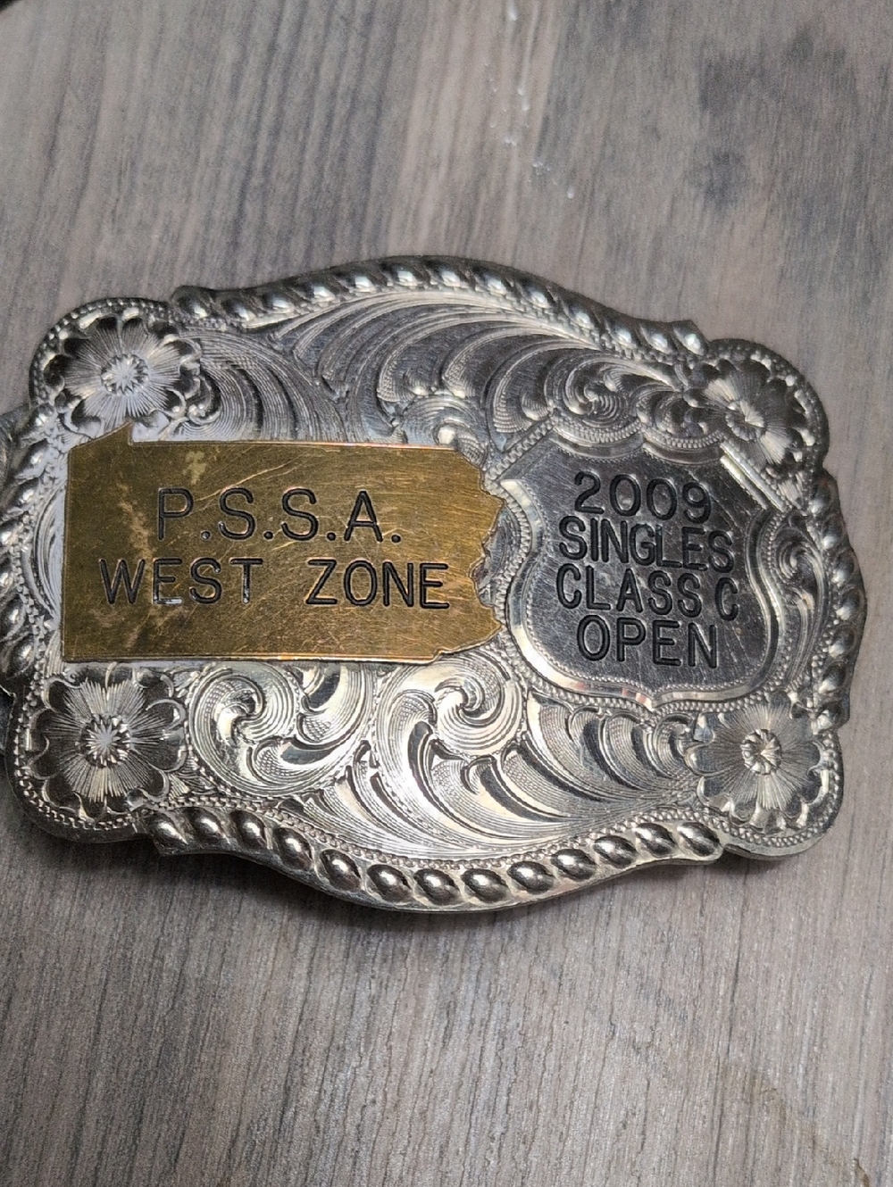 Engraved Western Belt Buckle- P.S.S.A. West Zone, 2009